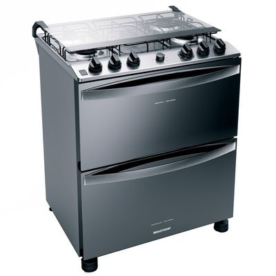 Fogão a Gás de Piso 5 Bocas Duplo Forno BFD5NCR Brastemp Inox / 220V
