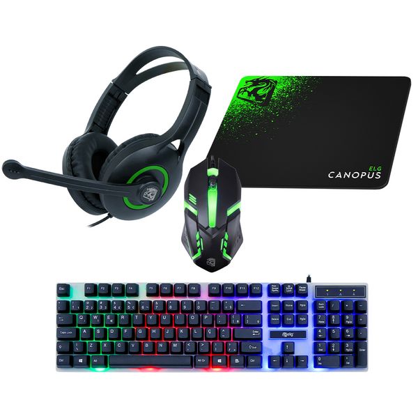 Combo Gamer 4 em 1 ELG Canopus Teclado Mouse HeadSet Mousepad ABNT2 Combo Gamer 4 em 1 ELG Canopus Teclado Mouse HeadSet Mousepad ABNT2