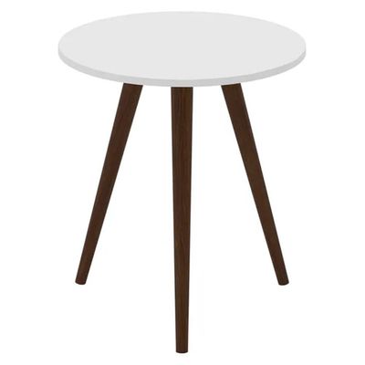 Mesa Lateral Retrô Redonda em MDP Movelbento - 3144 Branco