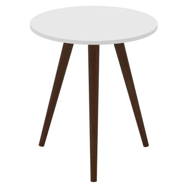 Mesa Lateral Retrô Redonda em MDP Movelbento - 3144 Branco