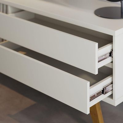 Bancada Veneza 200cm 1 Porta De Correr 2 Gavetas Telescópicas - Ssx Multicoisas Cor Off White Matte