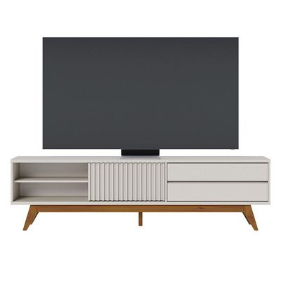 Bancada Veneza 200cm 1 Porta De Correr 2 Gavetas Telescópicas - Ssx Multicoisas Cor Off White Matte