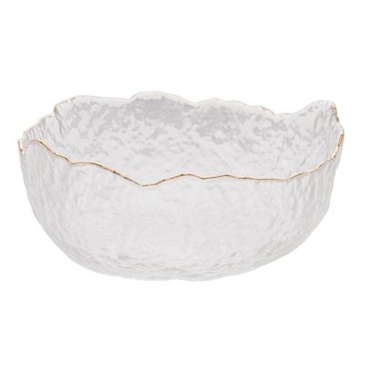 Kit 03 Bowls De Cristal Martelado Com Borda Dourada Taj Wolff