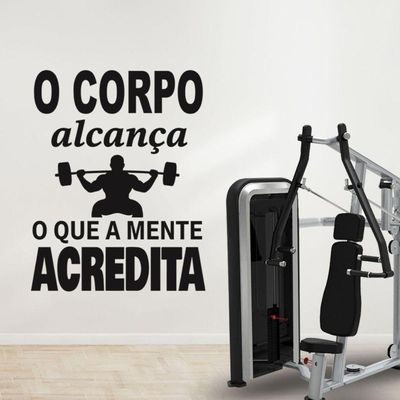 Adesivo Parede Motivacional Corpo Atinge Mente Acredita 75x95cm Cor Preto