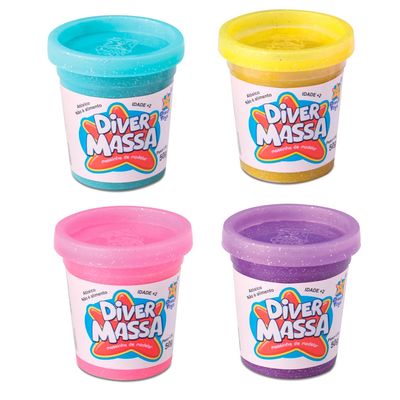 Kit Massa de Modelar Infantil Divertoys com 4 Potes