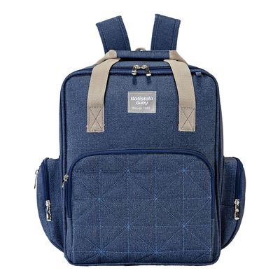 Mochila Maternidade Azul Bolso Frontal Térmico - Batistela Azul