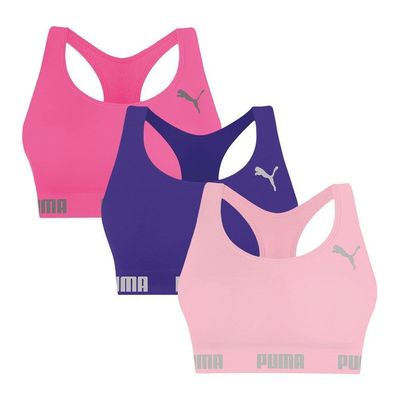 Kit 3 Tops Puma Nadador Sem Costura Feminino P / Rosa e Roxo