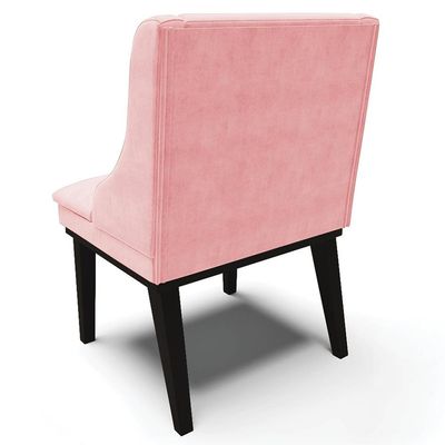 Cadeira Decorativa Sala de Jantar Base Fixa de Madeira Firenze Suede Rosa Bebê/Preto G19 - Gran Belo