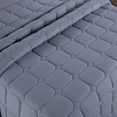 Kit Cobre Leito Colcha Minimal Casal 3 Peças Malha 100% Algodão - Cinza