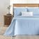 Kit Cobre Leito Colcha Quality King 3 Peças Percale 200 Fios Bordado - Azul Céu