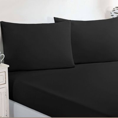 Jogo De Cama Malha Lençol 100% Algodão Gran Moratta 3 Peças Queen - Preto