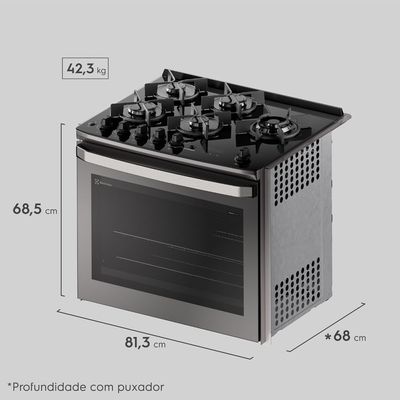 Fogão de Embutir 5 bocas Electrolux Cinza Experience Mesa Vidro, Grill e PerfectCook360 (FE5EG) 220V