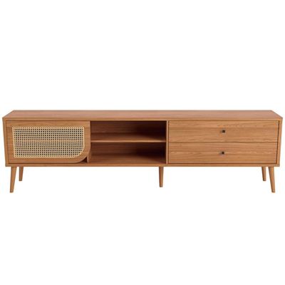 Rack Para Sala de Estar TV 60 Pol Porta Tela Natural 220cm Core D03 Freijó - Lyam Decor