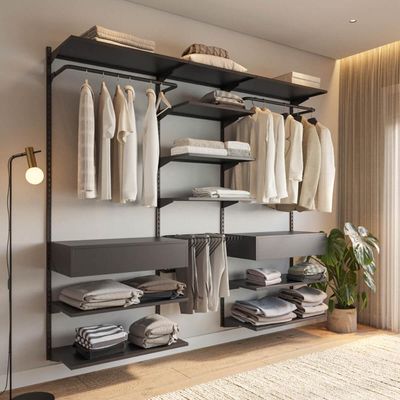 Closet Aberto Modulado para Casal 225cm Eternity 34 Preto