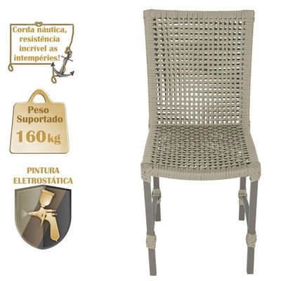 Mesa Ascoli 120 Cm Com 6 Cadeiras Cannes De Alumínio Trama Rami