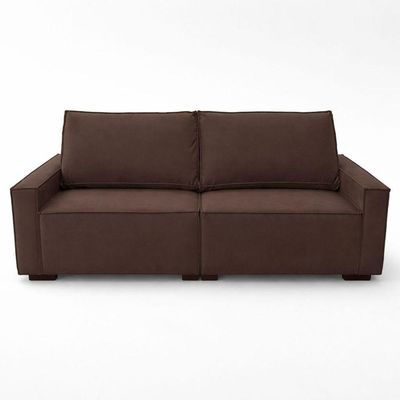 Sofá 2 Metros Contemporâneo Sala Estar Luxo Moderno Suede Marrom