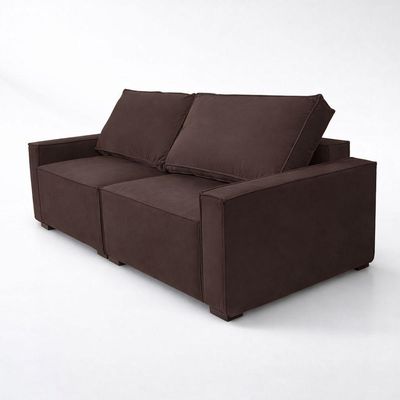 Sofá 2 Metros Contemporâneo Sala Estar Luxo Moderno Suede Marrom