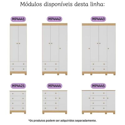 Guarda-roupa Infantil 62cm 2 Portas E 2 Gavetas Allegra Multimóveis Mp4441 Madeirado/branco Madeirado/branco