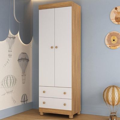 Guarda-roupa Infantil 62cm 2 Portas E 2 Gavetas Allegra Multimóveis Mp4441 Madeirado/branco Madeirado/branco