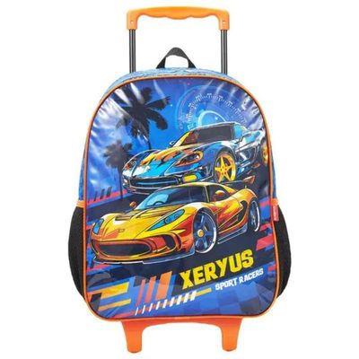 Kit Mochila Rodinhas Sport Racers Carros Lancheira Estojo Infantil Escolar Xeryus