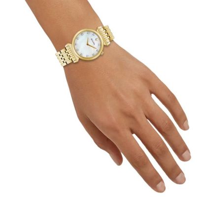 Relógio Bulova Feminino Ref:97p149 Slim Dourado Diamante