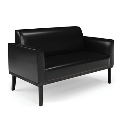 Sofá Namoradeira com Poltrona Base de Madeira Fixa Preto Marisa Corano Preto