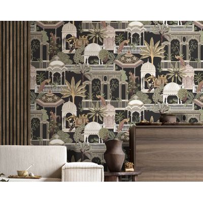 Papel de Parede Botany House Santuário Preto 15539