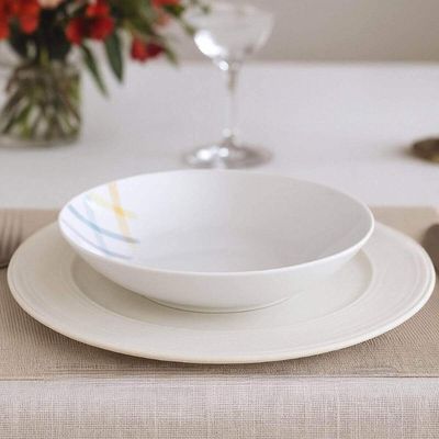 Jogo 12 Pratos Fundos Porcelana 21cm Tramontina Sweet Color Servir Caldos Sopa Mesa Posta Buffet