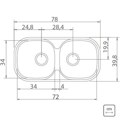 Cuba Dupla 26L Embutir Sobrepor Tramontina Isis 78x40cm Inox Escovado Cozinha Bancada