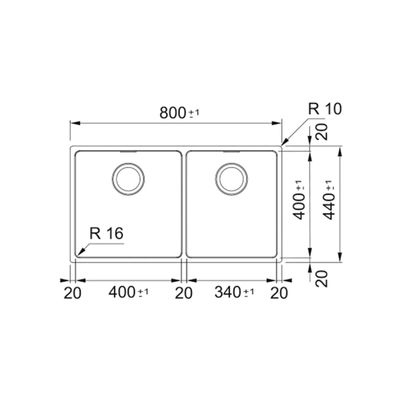 CUBA FRANKE DE EMBUTIR E SOBREPOR EM AÇO INOX LINEA DUPLA 74X40CM 18546