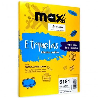 Etiqueta Carta - 100 Folhas - 25,4x101,6 Mm - Maxprint