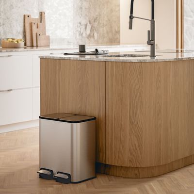 Lixeira Dupla com Pedal Piso Docol Flat 20L (10+10L) Aço Inox Balde Removível