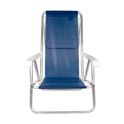 Kit 02 Cadeira Praia Reclinável 8 Posições Mor Azul Marinho