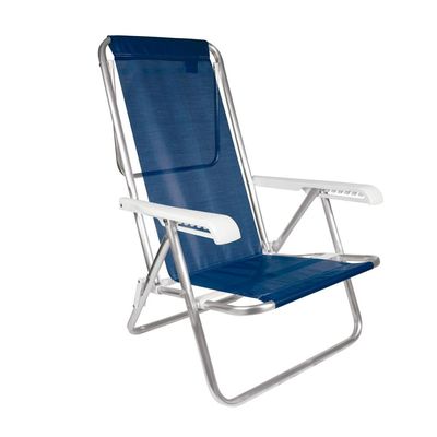 Kit 02 Cadeira Praia Reclinável 8 Posições Mor Azul Marinho