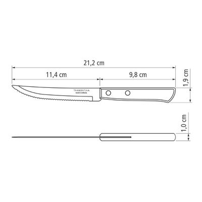 Kit 3 Facas De Churrasco Tramontina Polywood Inox Cabo Castanho