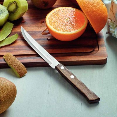 Kit 3 Facas De Churrasco Tramontina Polywood Inox Cabo Castanho
