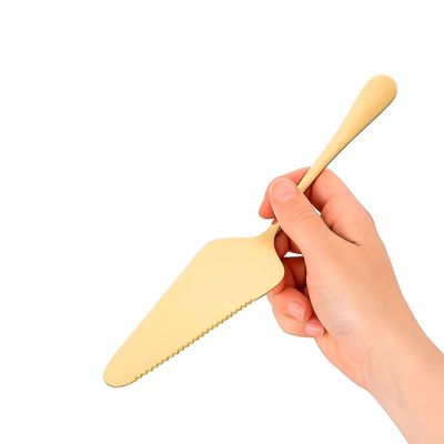Espatula de Bolo Aço Inox Dourado Servir Sobremesas 23cm