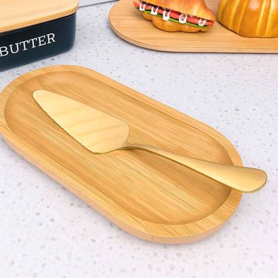 Espatula de Bolo Aço Inox Dourado Servir Sobremesas 23cm