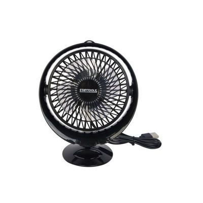 Mini Ventilador de Mesa Preto Redondo Portátil com Cabo USB