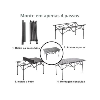 Mesa para Camping Parque Jardim Pescaria Dobrável Portátil