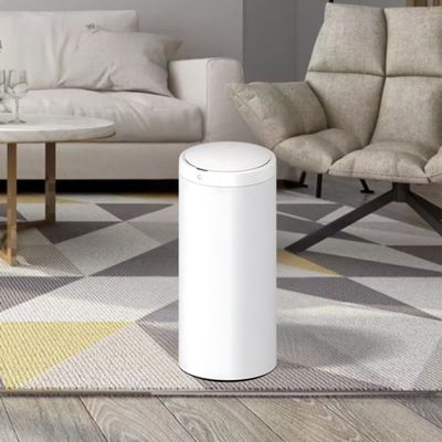 Lixeira Automática Branca Redonda Inox 50 Litros com Sensor