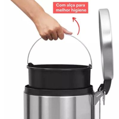 Lixeira Aço Inox Redonda Multiuso 03 Litros Cesto Removível