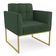 Poltrona Sala Decorativa Elisa Base Industrial Dourada Sintético PU Verde D03 - D'Rossi