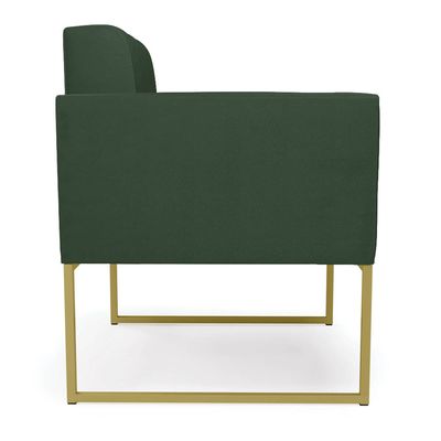 Poltrona Sala Decorativa Elisa Base Industrial Dourada Sintético PU Verde D03 - D'Rossi