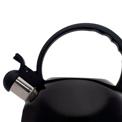 Chaleira Inox Preta Com Apito 2 Litros Mimo Style Bule De Chá Para Ferver Água Jarra Portátil Com Alça