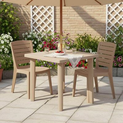 Mesa Plástica Quadrada Desmontável Areia Tramontina Sancho Jardim Quiosque Área Gourmet