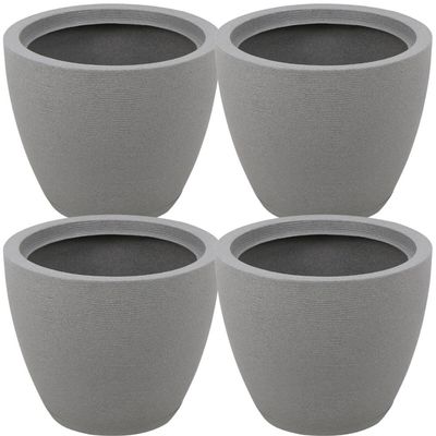 Kit 4 Vasos para Plantas Tramontina Asteca Plástico Granito Cinza Folhagens Flores Jardim Casa