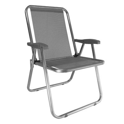 Kit 2 Cadeira Praia Max Alumínio Oversize Cinza Reforçada 140kg Zaka