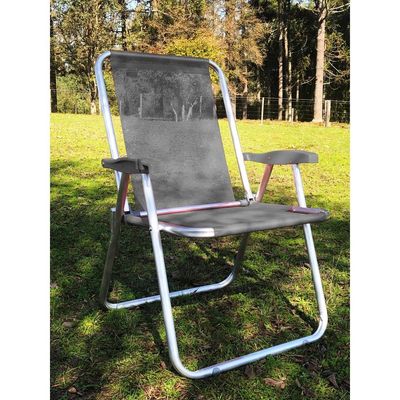 Kit 2 Cadeira Praia Max Alumínio Oversize Cinza Reforçada 140kg Zaka