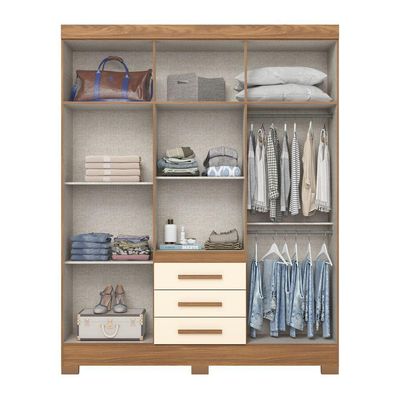 Guarda Roupa 4 Portas 3 Gavetas Com Pés Em Abs Nature Com Off White